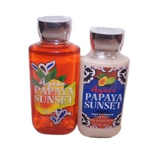 Bath & Body Works Agave Papaya Sunset Body Wash Set - shower gel and lotion